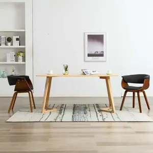 vidaXL Chaises à manger lot de 2 gris bois courbé et tissu pas cher