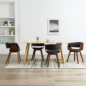 vidaXL Chaises à manger lot de 4 gris bois courbé et tissu pas cher