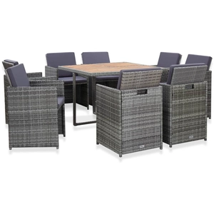vidaXL Salon de jardin 9 pcs avec coussins Résine tressée Anthracite pas cher