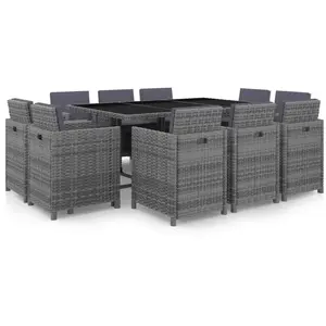 Comparateur de prix : vidaXL Salon de jardin 11 pcs avec coussins Résine tressée Gris
