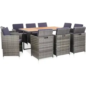 vidaXL Ensemble à manger d’extérieur et coussins 11 pcs résine tressée pas cher