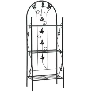 Comparateur de prix : vidaXL Support à plantes 3 niveaux Noir 52x28x128 cm Fer