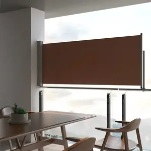 vidaXL Auvent latéral rétractable de patio 100x300 cm Marron pas cher