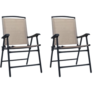 vidaXL Chaises de jardin pliables 2 pcs Textilène Taupe pas cher