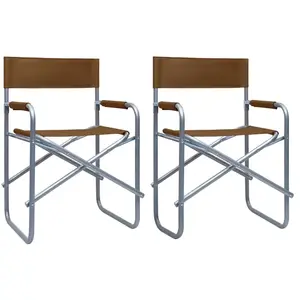 vidaXL Chaises de metteur en scène lot de 2 Acier Marron pas cher