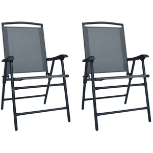 vidaXL Chaises de jardin pliables 2 pcs Textilène Gris pas cher