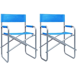 vidaXL Chaises de metteur en scène 2 pcs Acier Bleu pas cher
