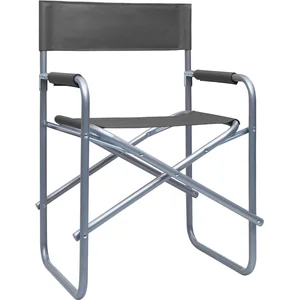 vidaXL Chaises de metteur en scène 2 pcs Acier Gris pas cher