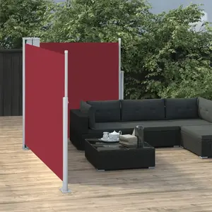 vidaXL Auvent latéral rétractable Rouge 100 x 600 cm pas cher