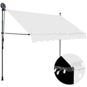 vidaXL Auvent manuel rétractable avec LED 300 cm Crème pas cher