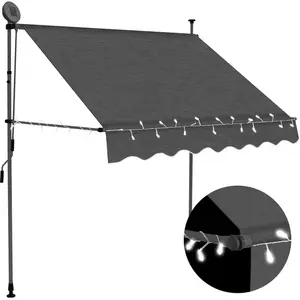 vidaXL Auvent manuel rétractable avec LED 200 cm Anthracite pas cher