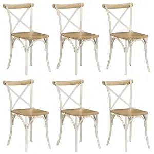 Comparateur de prix : vidaXL Chaises à dossier croisé lot de 6 blanc bois de manguier massif