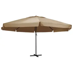 Comparateur de prix : vidaXL Parasol d'extérieur avec mât en aluminium 600 cm Taupe