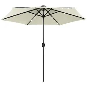 Comparateur de prix : vidaXL Parasol de jardin et lumières LED mât en aluminium blanc sable