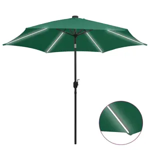 vidaXL Parasol avec LED et mât en aluminium 300 cm Vert pas cher