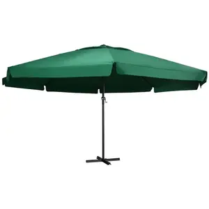 Parasol d'extérieur avec mât en aluminium 600 cm Vert Vidaxl Vert pas cher