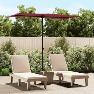 vidaXL Parasol de jardin et mât en aluminium 180x110 cm rouge bordeaux pas cher