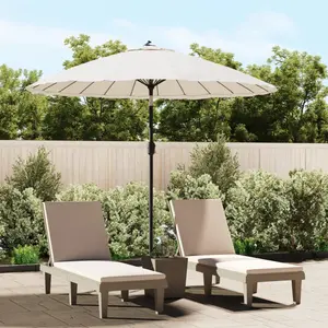 Comparateur de prix : vidaXL Parasol d'extérieur et mât avec aluminium 270 cm Blanc sable