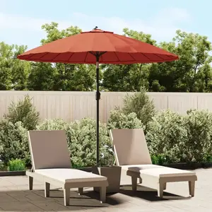 vidaXL Parasol d'extérieur et mât avec aluminium 270 cm terre cuite pas cher