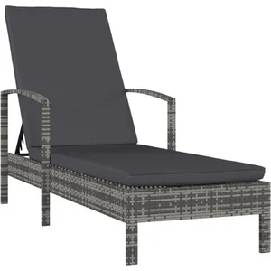 vidaXL Chaise longue avec accoudoirs Résine tressée Gris pas cher