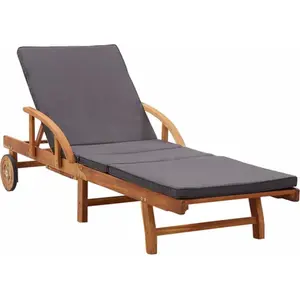 vidaXL Chaise longue avec coussin bois d'acacia solide pas cher