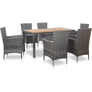 vidaXL Mobilier à dîner de jardin 7pcs et coussins Résine tressée Gris pas cher