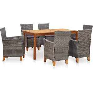 vidaXL Mobilier à dîner 7 pcs résine tressée et bois d'acacia gris pas cher