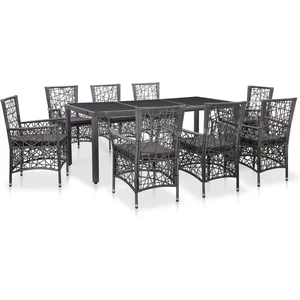vidaXL Mobilier à dîner d'extérieur 9 pcs Résine tressée Gris pas cher
