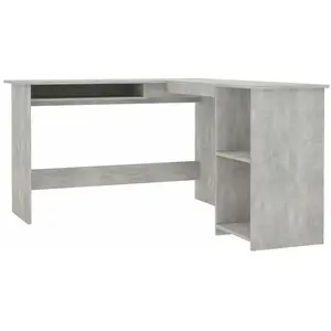 vidaXL Bureau d'angle en forme de L Gris Béton Bois d'ingénierie 800751 pas cher