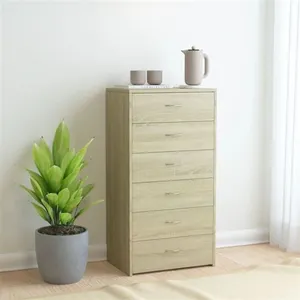 vidaXL Buffet avec 6 tiroirs Chêne sonoma 50x34x96 cm Aggloméré pas cher