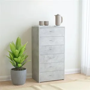 vidaXL Buffet avec 6 tiroirs Gris béton 50x34x96 cm Aggloméré pas cher