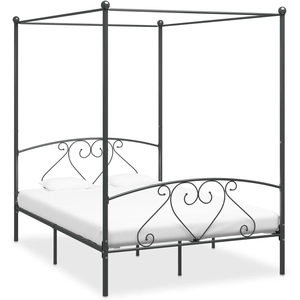 vidaXL Cadre de lit à baldaquin Gris Métal 160 x 200 cm pas cher