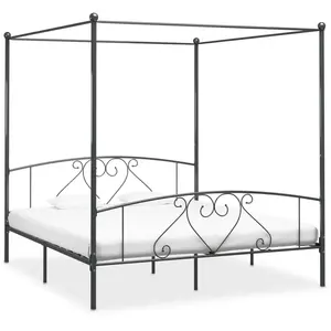 Comparateur de prix : vidaXL Cadre de lit à baldaquin Gris Métal 180 x 200 cm