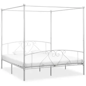Comparateur de prix : vidaXL Cadre de lit à baldaquin Blanc Métal 200 x 200 cm