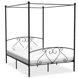 Comparateur de prix : vidaXL Cadre de lit sans matelas avec baldaquin noir 160x200 cm métal