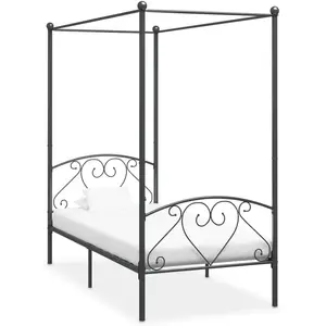 vidaXL Cadre de lit à baldaquin Gris Métal 100 x 200 cm pas cher