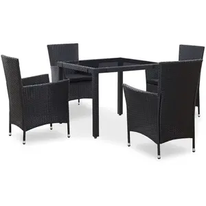 vidaXL Mobilier à dîner d'extérieur 5 pcs Résine tressée Noir pas cher