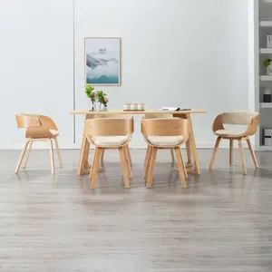 Comparateur de prix : vidaXL Chaises de salle à manger 6 pcs Crème Bois courbé et similicuir