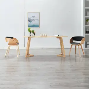 vidaXL Chaises De Salle À Manger 2 Pcs Noir Bois Courbé Et Similicuir pas cher