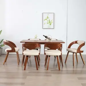 Comparateur de prix : vidaXL Chaises à manger lot de 6 crème bois courbé et similicuir