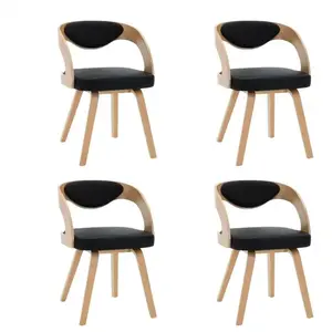 Comparateur de prix : vidaXL Chaises à manger lot de 4 noir bois courbé et similicuir