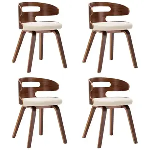 Comparateur de prix : vidaXL Chaises à manger lot de 4 crème bois courbé et similicuir