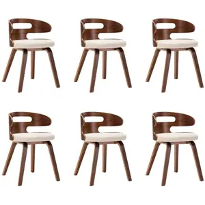 Comparateur de prix : vidaXL Chaises à manger lot de 6 crème bois courbé et similicuir