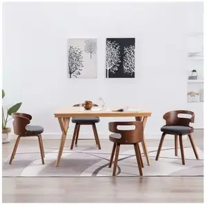 vidaXL Chaises à manger lot de 4 gris foncé bois courbé et tissu pas cher