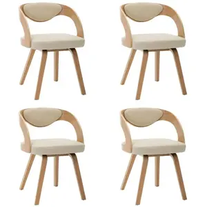 Comparateur de prix : vidaXL Chaises à manger lot de 4 crème bois courbé et similicuir