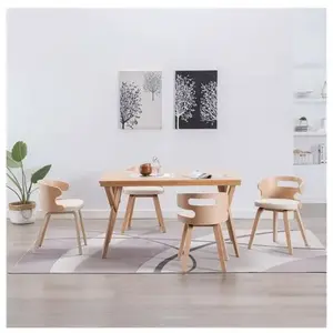 Comparateur de prix : vidaXL Chaises de salle à manger 4 pcs Crème Bois courbé et similicuir