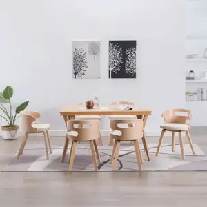Comparateur de prix : vidaXL Chaises à manger lot de 6 crème bois courbé et similicuir