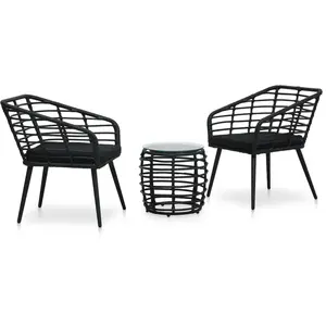 vidaXL Ensemble de bistro 3 pcs Résine tressée Noir pas cher
