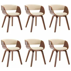Comparateur de prix : vidaXL Chaises de salle à manger 6 pcs Crème Bois courbé et similicuir