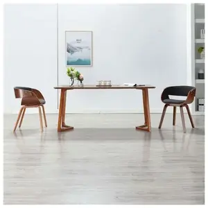 Comparateur de prix : vidaXL Chaises à manger lot de 2 gris bois courbé et tissu